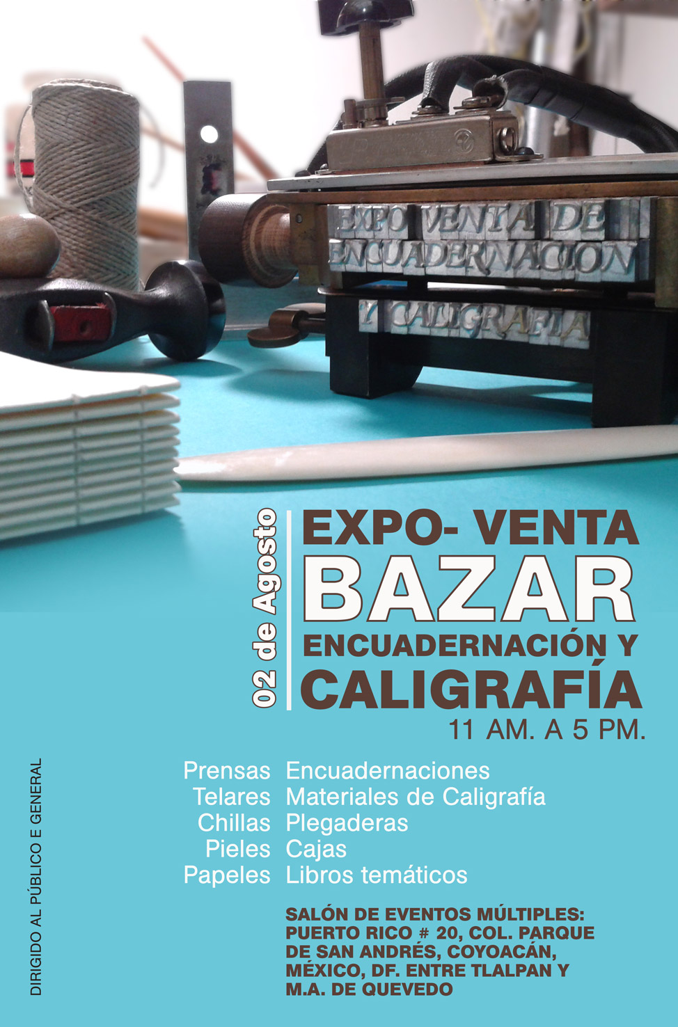 Cartel para Expo Bazar de Encuadernación y Caligrafía