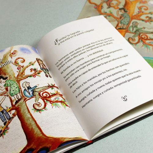 Ilustración para libro "Dichos y Refranes", técnica gis y pastel"