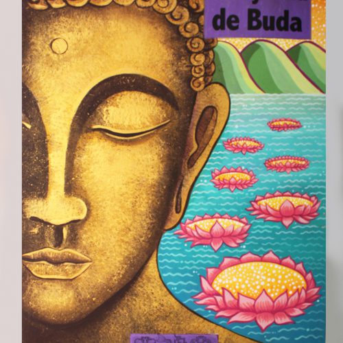 Libro objeto "La leyenda de Buda", técnica acrílico